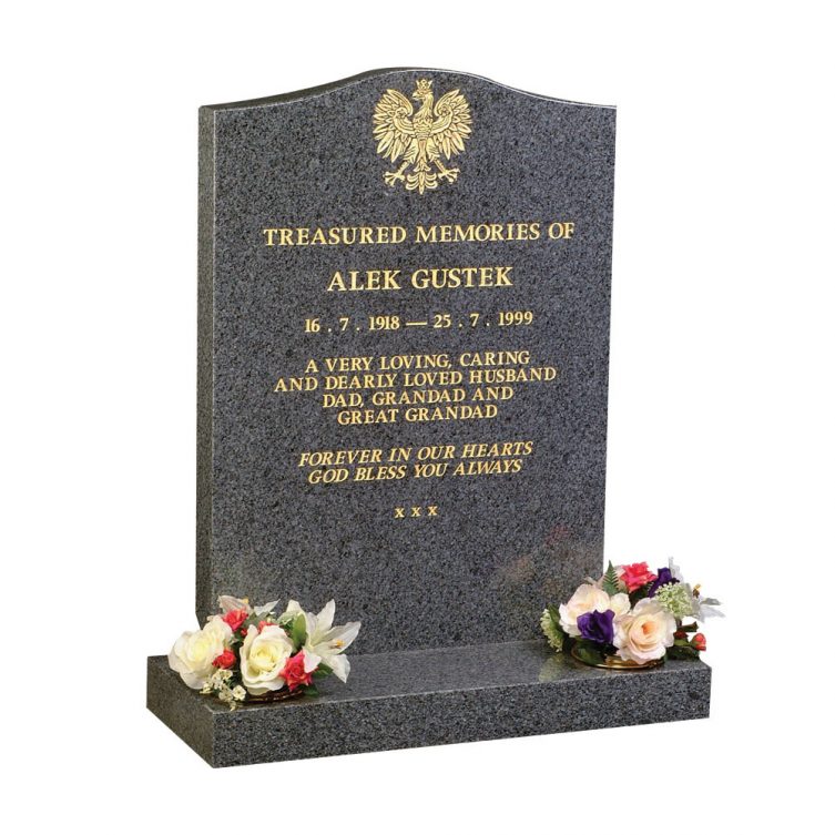 dark grey granite headstone